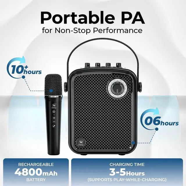 Alt view image 7 of 7 - 70W Voice Amplifier with UHF Wireless Handheld Microphone & Bluetooth 5.3 | Portable PA System & Karaoke Mic Speaker Set with USB/TF/AUX/Guitar for Teaching, Public Speaking & Singing - S100