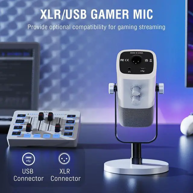 Alt view image 6 of 7 - Gaming Equipment Bundle, XLR/USB Streaming Dynamic Microphone with Audio Mixer Set, Podcast Recording Mic with Gain Knob, PC Mixer with Slider Fader Kit for Video, Game Voice-Ampligame KS5W