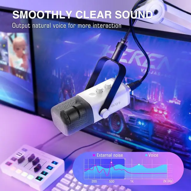 Alt view image 3 of 7 - Gaming Equipment Bundle, XLR/USB Streaming Dynamic Microphone with Audio Mixer Set, Podcast Recording Mic with Gain Knob, PC Mixer with Slider Fader Kit for Video, Game Voice-Ampligame KS5W