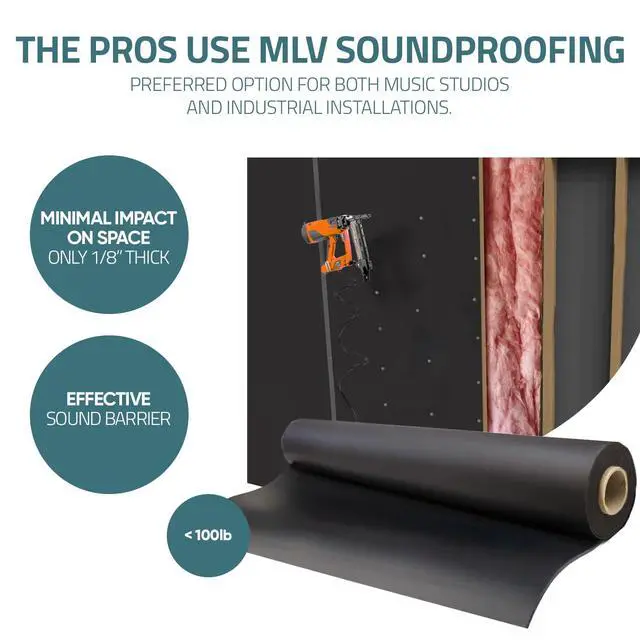 Alt view image 3 of 7 - Mass Loaded Vinyl 1.23 lb/ft2 - More Soundproofing - Professional MLV Soundproofing Barrier. Optimum thickness. Premium Noise Barrier | Sound Barrier | 4x20 ft (1.23 lb, 1/8 in, 80 sqft)