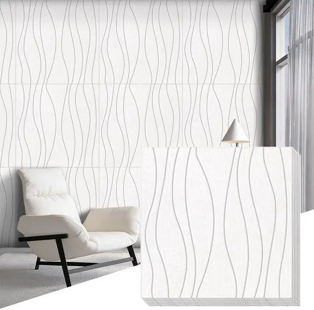 Main image of Water Waves Acoustical Wall Panels, Decorative Sound Absorbing Wall Panels | 23.6 x 23.6 Inch 6 Pack Art Acoustic Panels, Sound Absorbing Wall Art, for Echo Reduction in Home Office & Apartment