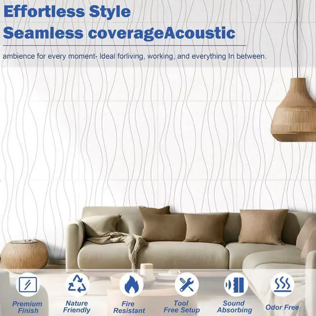 Alt view image 5 of 7 - Water Waves Acoustical Wall Panels, Decorative Sound Absorbing Wall Panels | 23.6 x 23.6 Inch 6 Pack Art Acoustic Panels, Sound Absorbing Wall Art, for Echo Reduction in Home Office & Apartment