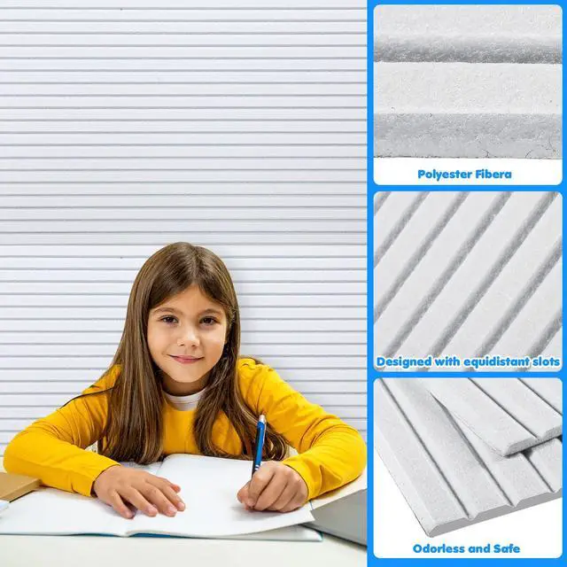 Alt view image 4 of 7 - 10 Pack 47x24 Inch Acoustic Wall Panels, Large Self Adhesive Sound Absorbing Panels for Home, Bedroom, Gaming Room, Studio & Office, High Density Noise Dampening Wall Decor for Echo Reduction, White