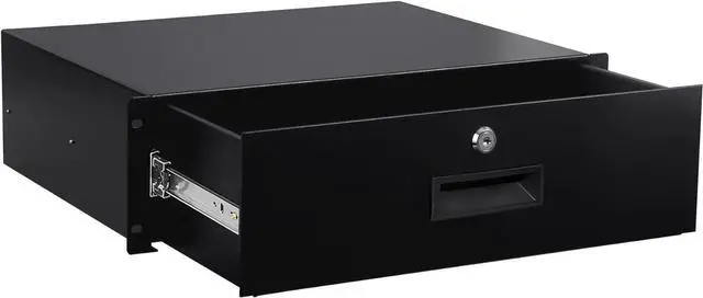Main image of 3U Rack Mount Drawer Server Cabinet Case for 19 Inch AV/Network/DJ Equipment Lockable Deep Drawer with Key
