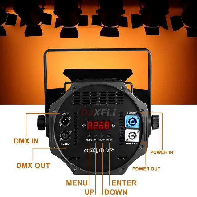 Alt view image 7 of 7 - COB Stage Lights with Barn Doors, COB Par Light 200W LED RGBWAUV DMX512 Master-Slave Sound DJ Lighting Spotlight Fresnel for Church Concert Wedding