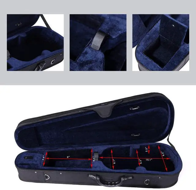 Alt view image 7 of 7 - 4/4 Full Size Violin Hard Case Basic Professional Triangular Shape Backpack, Super Light Suspension, Black