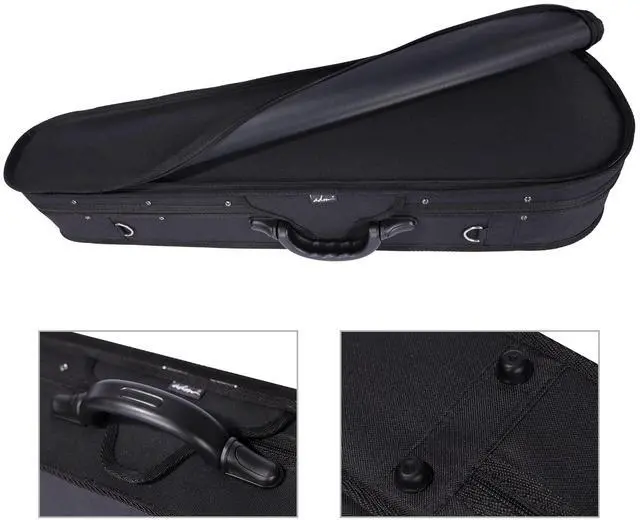 Alt view image 6 of 7 - 4/4 Full Size Violin Hard Case Basic Professional Triangular Shape Backpack, Super Light Suspension, Black