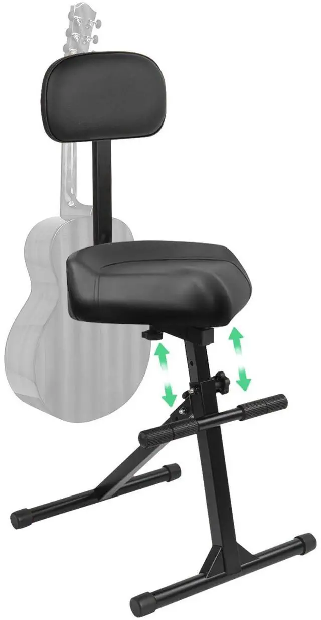 Main image of Saddle Guitar Stool with Back Support and Guitar Hanger, Height Adjustable Saddle Seat, Musician Stool Guitarist Throne Guitar Chair, Black