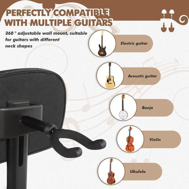 Alt view image 5 of 7 - Saddle Guitar Stool with Back Support and Guitar Hanger, Height Adjustable Saddle Seat, Musician Stool Guitarist Throne Guitar Chair, Black