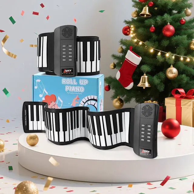 Alt view image 2 of 7 - Roll Up Piano, Portable Silicone Keyboard Perfect for Beginners, Safe Material, Headphone Jack for Quiet Practice, 16 Tones & Record Function, Foldable for Travel (Black)