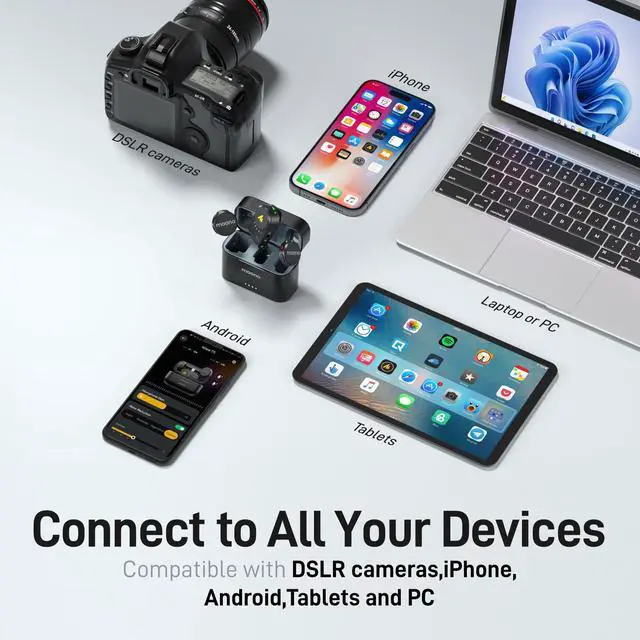 Alt view image 7 of 7 - T5 Wireless Lavalier Microphone for Camera (2 TX+1 RX+Charing Case) | Magnetic Lapel Mini Mic with 48khz/24bit Audio, AI Noise Reduction,1000ft, 40H, Gain Knob for Video Recording Content Creator