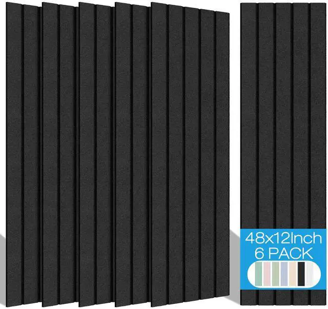 Main image of 6-Pack Acoustic Panels 48"x12", Self-Adhesive Sound Wall Panels | Peel and Stick Large Slat Acoustic Wall Panels, Sound Absorbing for Home Studio, Office, Living Room