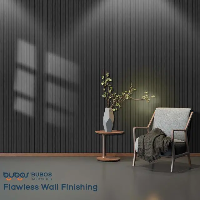 Alt view image 7 of 7 - 6-Pack Acoustic Panels 48"x12", Self-Adhesive Sound Wall Panels | Peel and Stick Large Slat Acoustic Wall Panels, Sound Absorbing for Home Studio, Office, Living Room