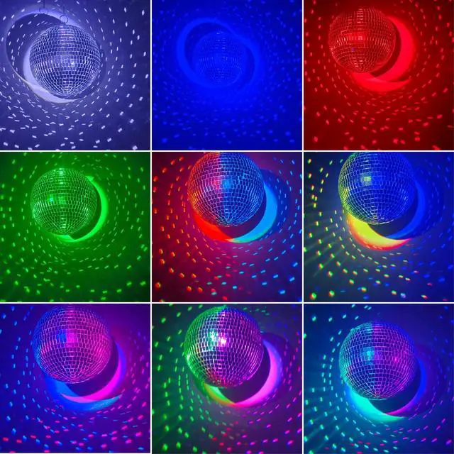 Alt view image 2 of 6 - 3 Pack Disco Ball Spotlight, 15W RGB Pinspot Light with Remote, 320° Rotation, 10+ Color Effects, 65" Cord for Ceiling, Stage, Club, Party