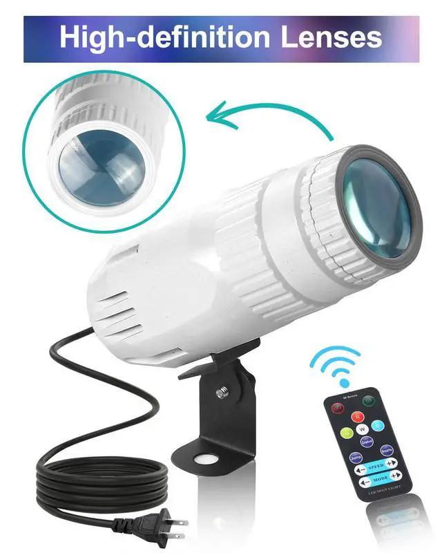 Alt view image 4 of 5 - Pinspot Light 3 Pack with Remote 15W Pin spot Light Plug in for Mirror Ball for Party Stage (65'' Extra Long Power Cord)