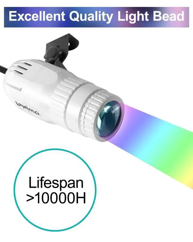 Alt view image 3 of 5 - Pinspot Light 3 Pack with Remote 15W Pin spot Light Plug in for Mirror Ball for Party Stage (65'' Extra Long Power Cord)