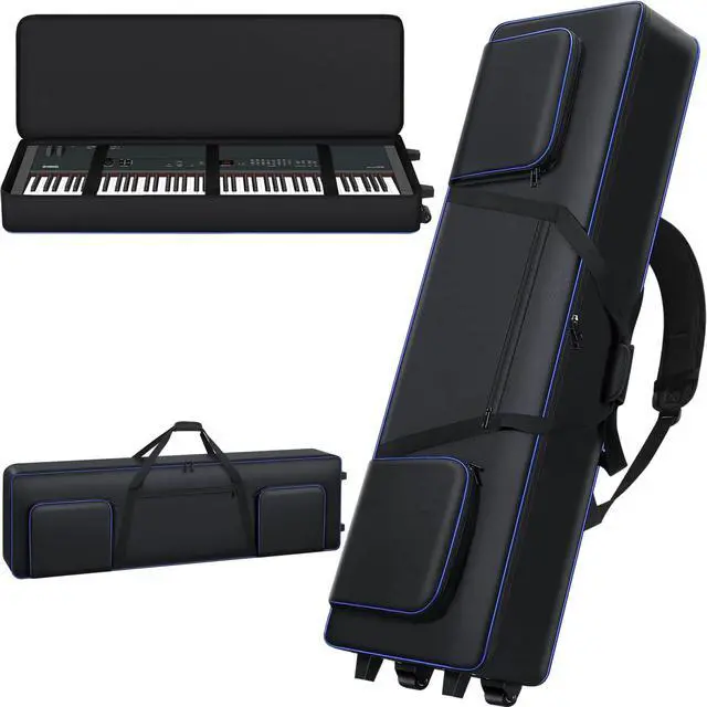 Main image of 88 Key Keyboard Case Soft Padded with Wheels (56.7x18.9x7.1) | 88 Key Piano Rolling Gig Bag with Multiple Accessory Pockets, Comfortable Backpack-Strap & Carrying Handle, Sturdy & Durable