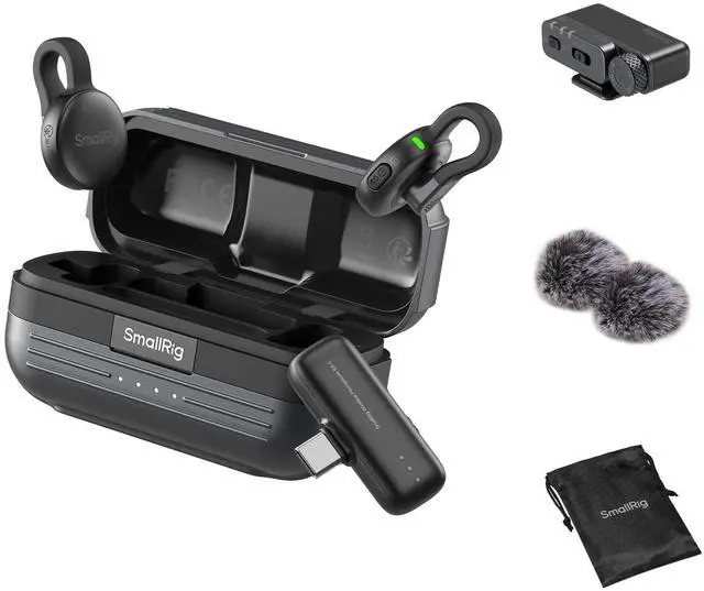 Main image of S70 Wireless Mic (2 TX + 2 RX + Charging Case), Mini Lavalier Microphone for Phone/Camera Content Creation, Noise Cancelling for Vlog/TikTok/Interview etc. (Black)