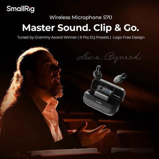 Alt view image 3 of 7 - S70 Wireless Mic (2 TX + 2 RX + Charging Case), Mini Lavalier Microphone for Phone/Camera Content Creation, Noise Cancelling for Vlog/TikTok/Interview etc. (Black)