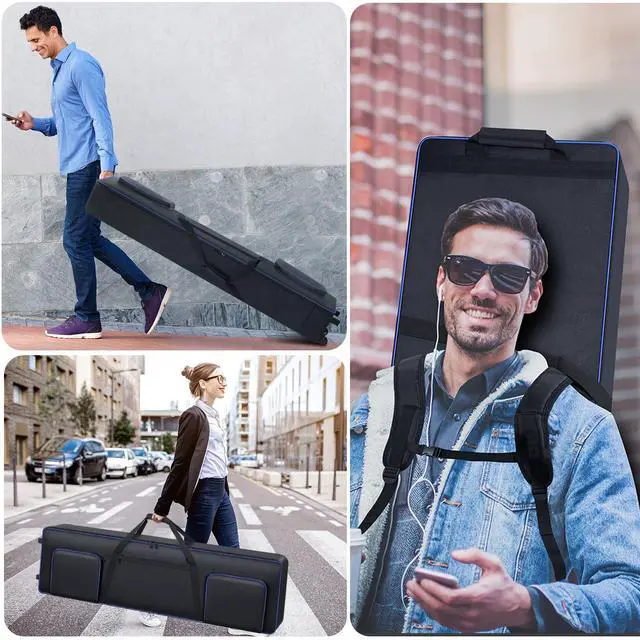 Alt view image 6 of 7 - 88 Key Keyboard Case Soft Padded with Wheels (56.7x18.9x7.1) | 88 Key Piano Rolling Gig Bag with Multiple Accessory Pockets, Comfortable Backpack-Strap & Carrying Handle, Sturdy & Durable