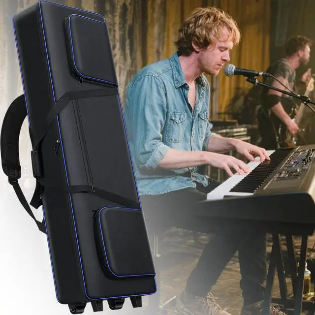 Alt view image 7 of 7 - 88 Key Keyboard Case Soft Padded with Wheels (56.7x18.9x7.1) | 88 Key Piano Rolling Gig Bag with Multiple Accessory Pockets, Comfortable Backpack-Strap & Carrying Handle, Sturdy & Durable