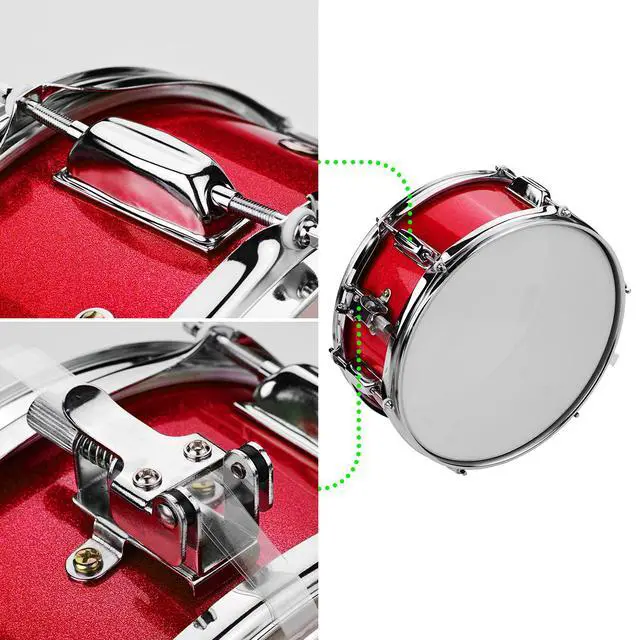 Alt view image 6 of 7 - 12 Inch Snare Drum Set with Sticks Strap & Key Red | 12 poplar snare drum, lightweight. Includes sticks, shoulder strap & tuning key.Red. Ideal for students & school band