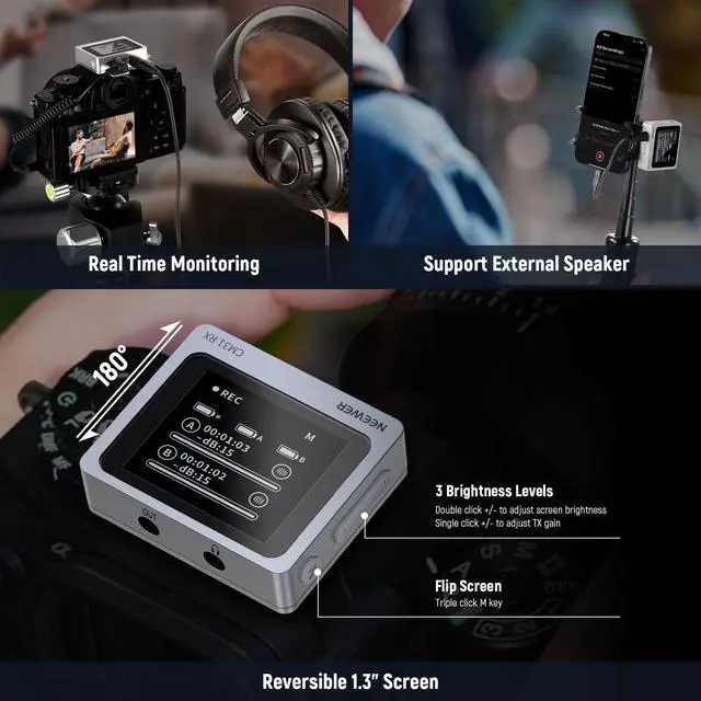 Alt view image 7 of 7 - CM31 Wireless Lavalier Microphone with 8GB Storage 820ft Range 48KHz 24Bit Noise Cancelling Compatible with iPhone iPad Android PC Camera YouTube/TikTok Stream Podcast Interview