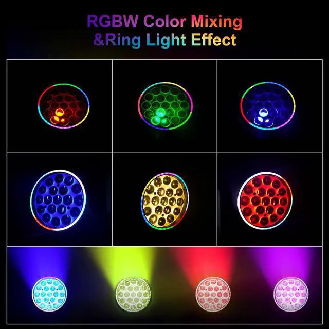 Alt view image 5 of 7 - Moving Head Light LED 19x15W RGBW 4in1 Stage Lights | Beam/Wash/Zoom Effect, Professional DMX512 & Sound Activated Control DJ Lights for Party Wedding Disco and Nightclub