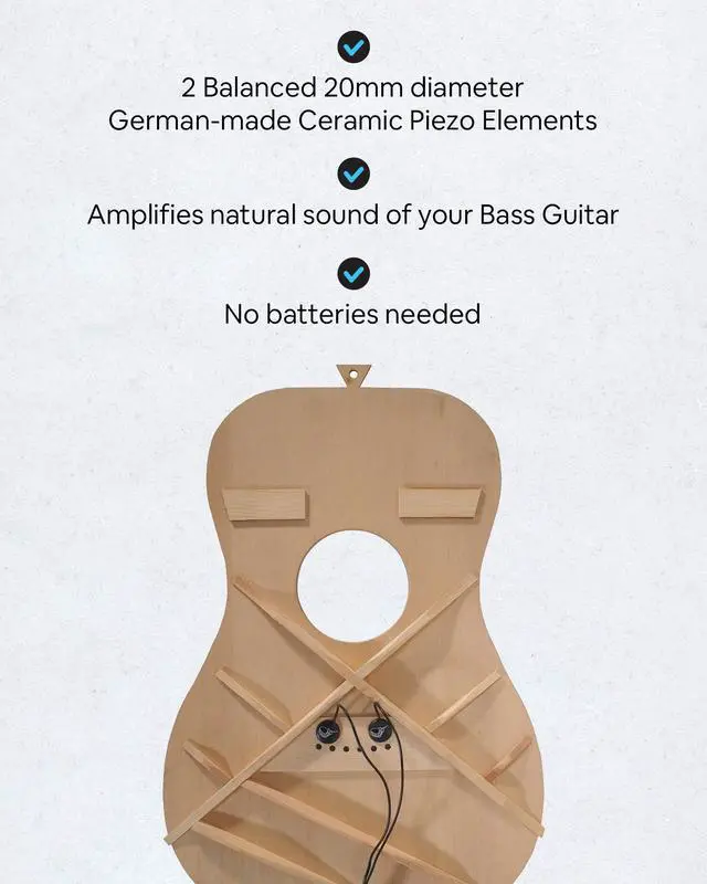 Alt view image 2 of 5 - Passive Piezo Bass Pickup EP002K | Two Balanced German-made Passive Pickup Elements, Piezo Pickup for Bass Guitars (Ceramic)