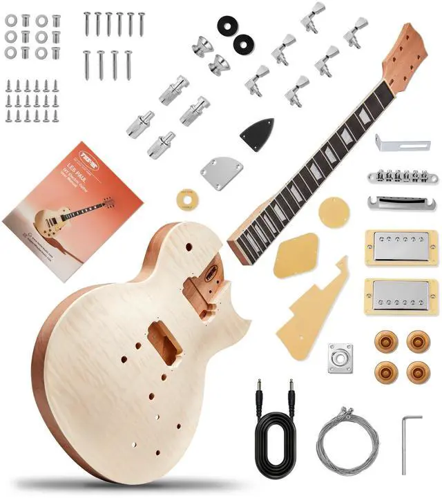 Main image of DIY Electric Guitar Kit, Solderless, Multi Sanded Polished Body, LP | Mahogany Body, Okoume Neck, Powerful P90 Pickups, Tune O Matic Bridge, Full Accessories Pack, Rewarding DIY Hobby
