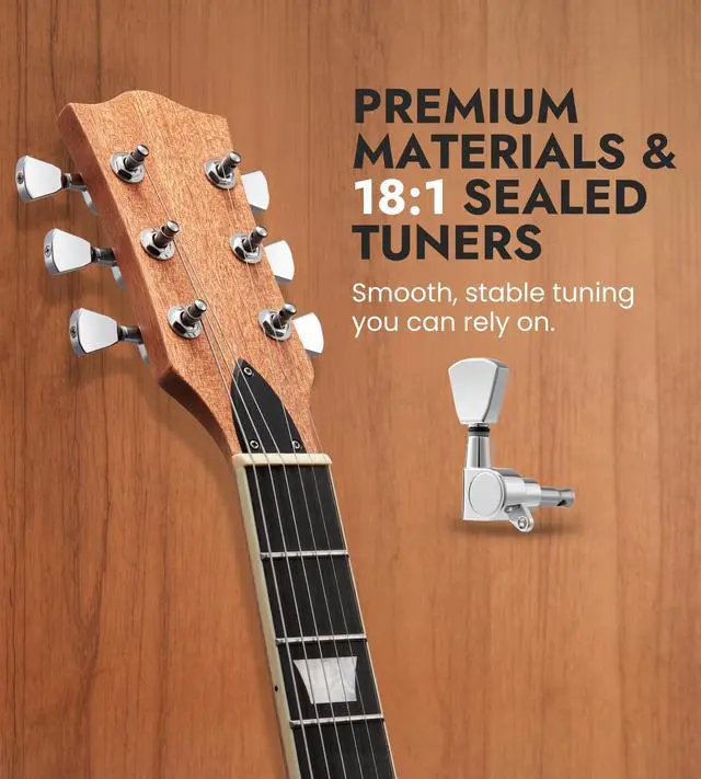 Alt view image 2 of 7 - DIY Electric Guitar Kit, Solderless, Multi Sanded Polished Body, LP | Mahogany Body, Okoume Neck, Powerful P90 Pickups, Tune O Matic Bridge, Full Accessories Pack, Rewarding DIY Hobby