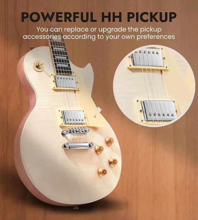 Alt view image 5 of 7 - DIY Electric Guitar Kit, Solderless, Multi Sanded Polished Body, LP | Mahogany Body, Okoume Neck, Powerful P90 Pickups, Tune O Matic Bridge, Full Accessories Pack, Rewarding DIY Hobby