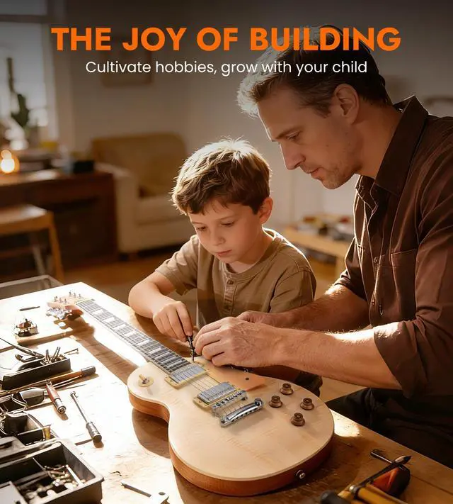 Alt view image 7 of 7 - DIY Electric Guitar Kit, Solderless, Multi Sanded Polished Body, LP | Mahogany Body, Okoume Neck, Powerful P90 Pickups, Tune O Matic Bridge, Full Accessories Pack, Rewarding DIY Hobby