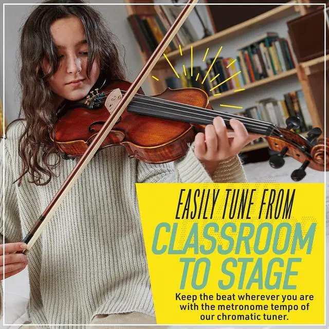 Alt view image 3 of 7 - 3/4 Violin For Beginners, Black Solid Wood - Flamed Acoustic Violins Set with Case, Tuner, Shoulder Rest, Bow, Rosin, Bridge & Strings