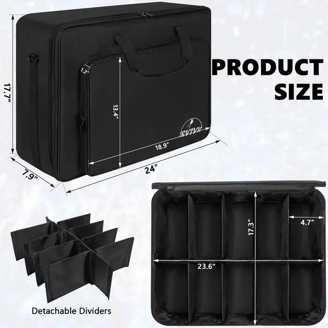 Alt view image 2 of 7 - 10 Par Padded Spotlight Bag 5/16'' Stage Lighting Storage Bag | for 10 Par Lights Bag with Dividers, Handle and Straps, Black (Bag Only)