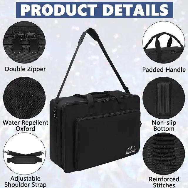 Alt view image 3 of 7 - 10 Par Padded Spotlight Bag 5/16'' Stage Lighting Storage Bag | for 10 Par Lights Bag with Dividers, Handle and Straps, Black (Bag Only)