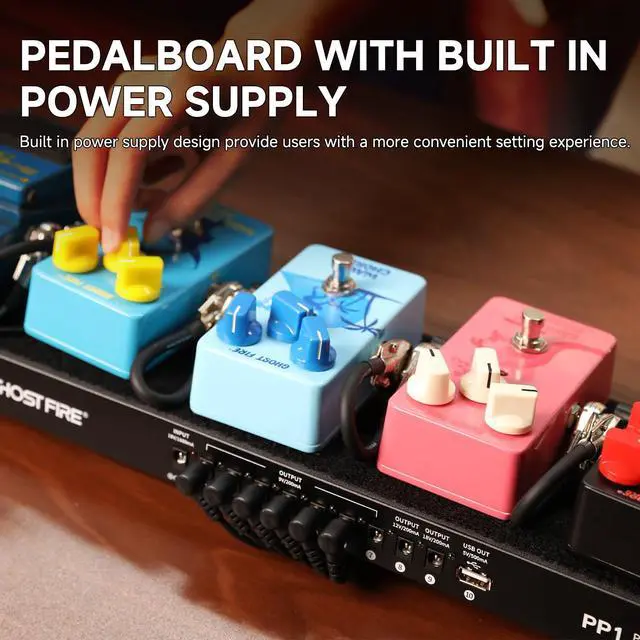 Alt view image 6 of 7 - Ghost Fire Small Guitar Pedal Board with Built-in Isolated Power Supply 19.3''x5.1'' Portable Aluminum Alloy Effect Pedalboard with Carry Bag,PP series (PP1)