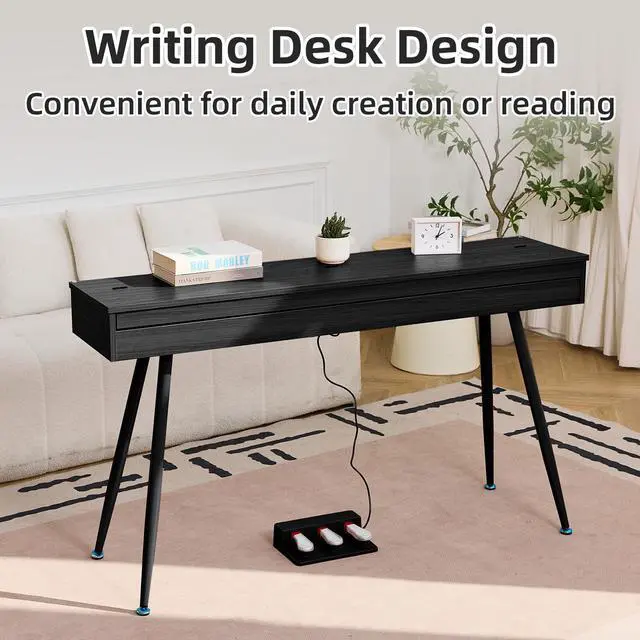 Alt view image 4 of 7 - 88 Key Digital Piano, Hammer-Action Full Size Weighted Keyboard, Transforms Between Desk Cover Electric Piano and Vanity, Piano Keyboard with Stand, 25Wx2 Speakers, Three Pedal
