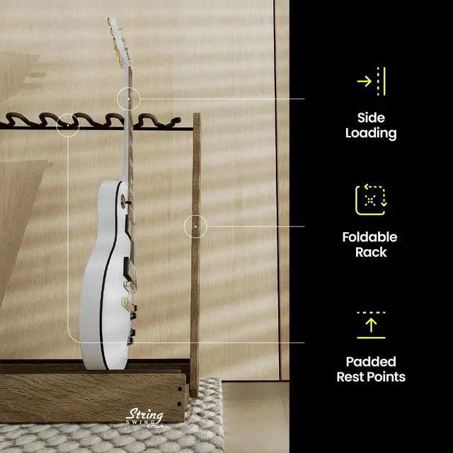 Alt view image 4 of 7 - Guitar Stand for 6 Electric or Bass, or 3 Acoustic Guitars for Home or Studio (CC34)