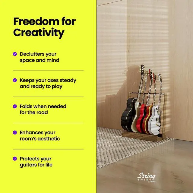 Alt view image 6 of 7 - Guitar Stand for 6 Electric or Bass, or 3 Acoustic Guitars for Home or Studio (CC34)