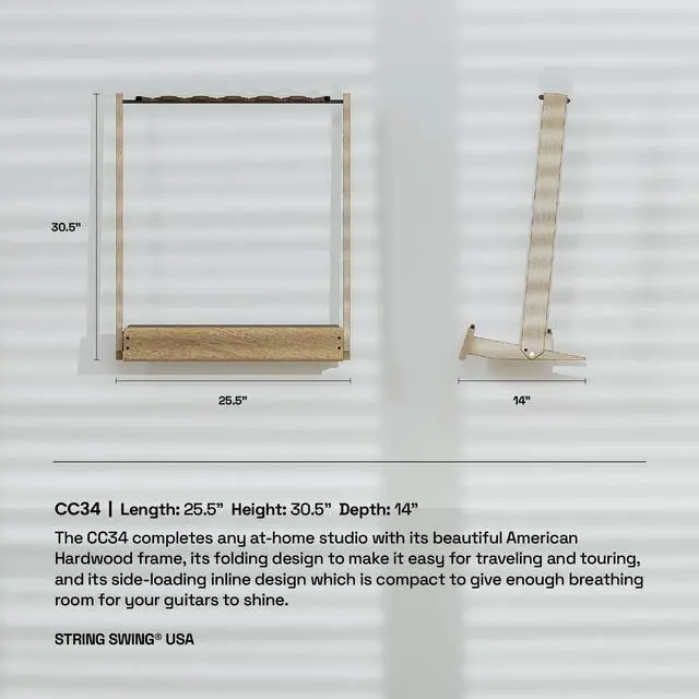 Alt view image 7 of 7 - Guitar Stand for 6 Electric or Bass, or 3 Acoustic Guitars for Home or Studio (CC34)