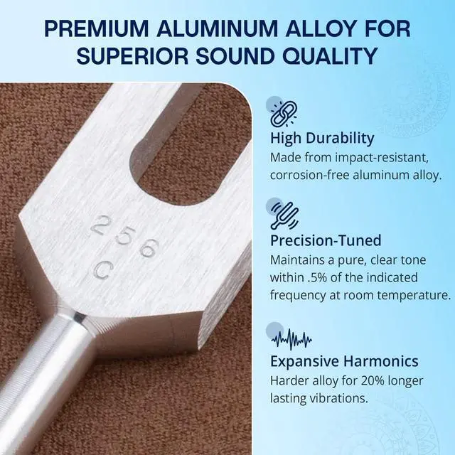 Alt view image 6 of 7 - Body Tuners Tuning Forks - 256Hz & 384Hz (C&G) for Sound Healing, Precision-Machined Aluminum Alloy - Made in USA - Chakra Healing, Sound Therapy, Reiki, Yoga, Energy Balancing Tools