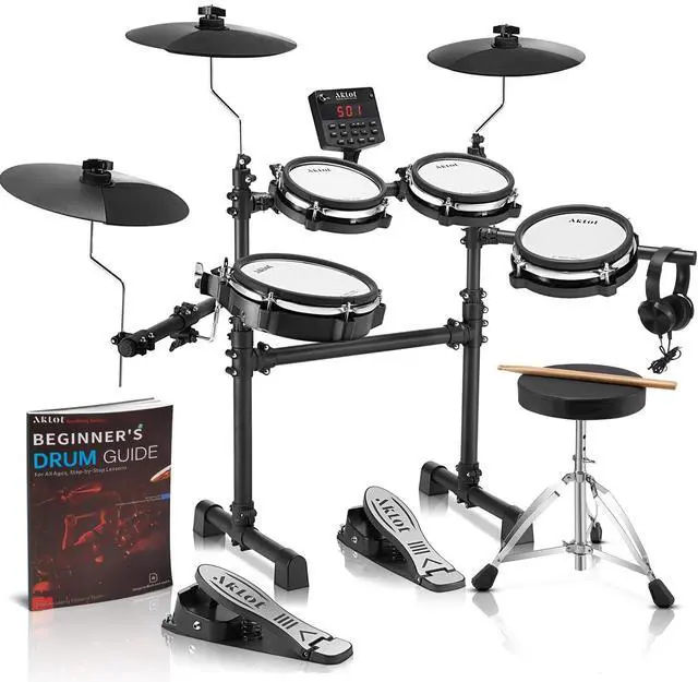 Main image of B-CORE530 Electric Drum Set: Dual-Zone Quiet Mesh Drum Pads, 10 Dual-Trigger Cymbals, Height-Adjustable Rack, 360 Sounds, USB MIDI, Lesson Book, Throne, Sticks, Headphones