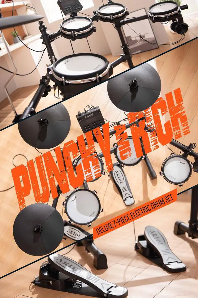 Alt view image 2 of 7 - B-CORE530 Electric Drum Set: Dual-Zone Quiet Mesh Drum Pads, 10 Dual-Trigger Cymbals, Height-Adjustable Rack, 360 Sounds, USB MIDI, Lesson Book, Throne, Sticks, Headphones
