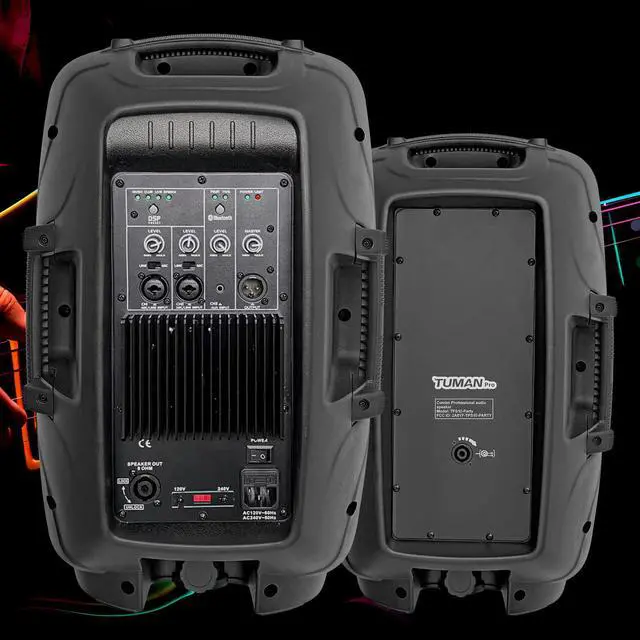 Alt view image 4 of 7 - Dual 10 Inch 1200W High Powered PA Speaker System | Support bluetooth FM radio USB SD media playback includes two stands for outdoor karaoke events
