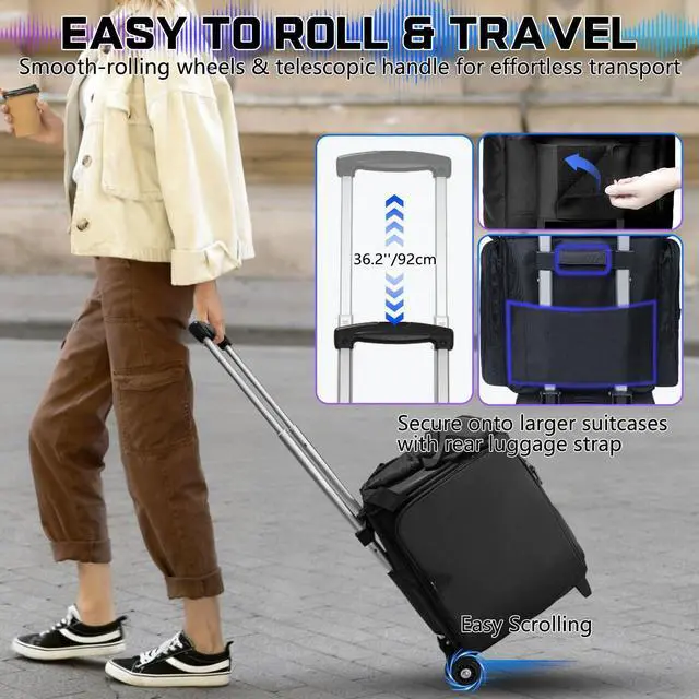 Alt view image 5 of 7 - Rolling Speaker Backpack Case for Bose S1 Pro S1 Pro+ & JBL PartyBox Encore, Portable Bluetooth Speaker Travel Bag with Wheels