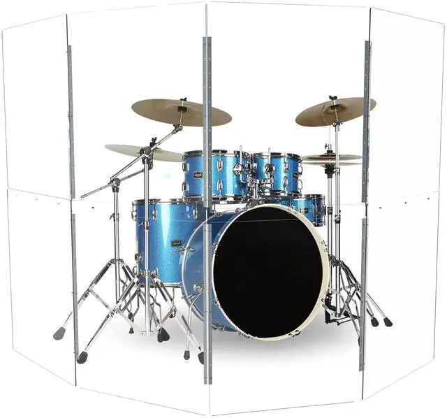 Main image of Portable Drum Shield | 4 Panels 2ft x 5ft | Factory-Installed Full-Length Stainless Steel Hinges | Acrylic Drum Sound Barrier | Cage for Church Use (4 Panels)