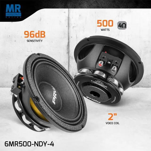 Alt view image 2 of 7 - 6.5 Inch Midrange Speaker 6MR500-NDY-4 500 Watts 4 Ohm Neodymium Magnet, High Output Loudspeaker for Car Audio & Motorcycle (Single)
