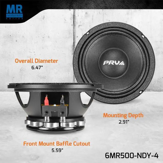Alt view image 4 of 7 - 6.5 Inch Midrange Speaker 6MR500-NDY-4 500 Watts 4 Ohm Neodymium Magnet, High Output Loudspeaker for Car Audio & Motorcycle (Single)