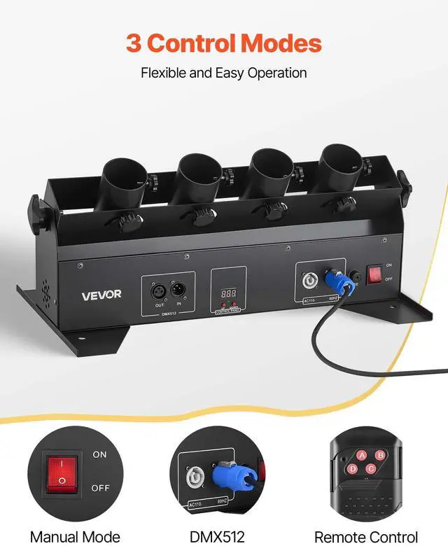 Alt view image 4 of 7 - Electric Confetti Cannon Machine, High Output 4-Shot Confetti Launcher, DMX512, Manual & Remote Control, Portable Confe-tti Shooter for Wedding Christmas DJ Party Event Show Stage Nightclub